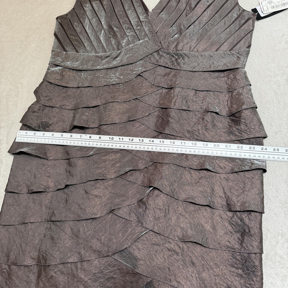 Adrianna Papell Dress Womens 20W Brown Tiered Ruffle Sheath Cocktail Party NEW - Picture 12 of 13